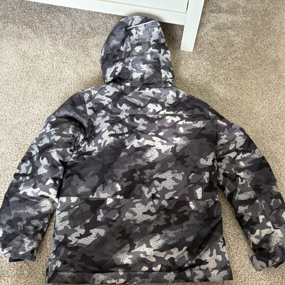 COLUMBIA Grey Black Camo Winter Jacket Size Small 8 Coat Snowsuit Snow Hood - Picture 8 of 10